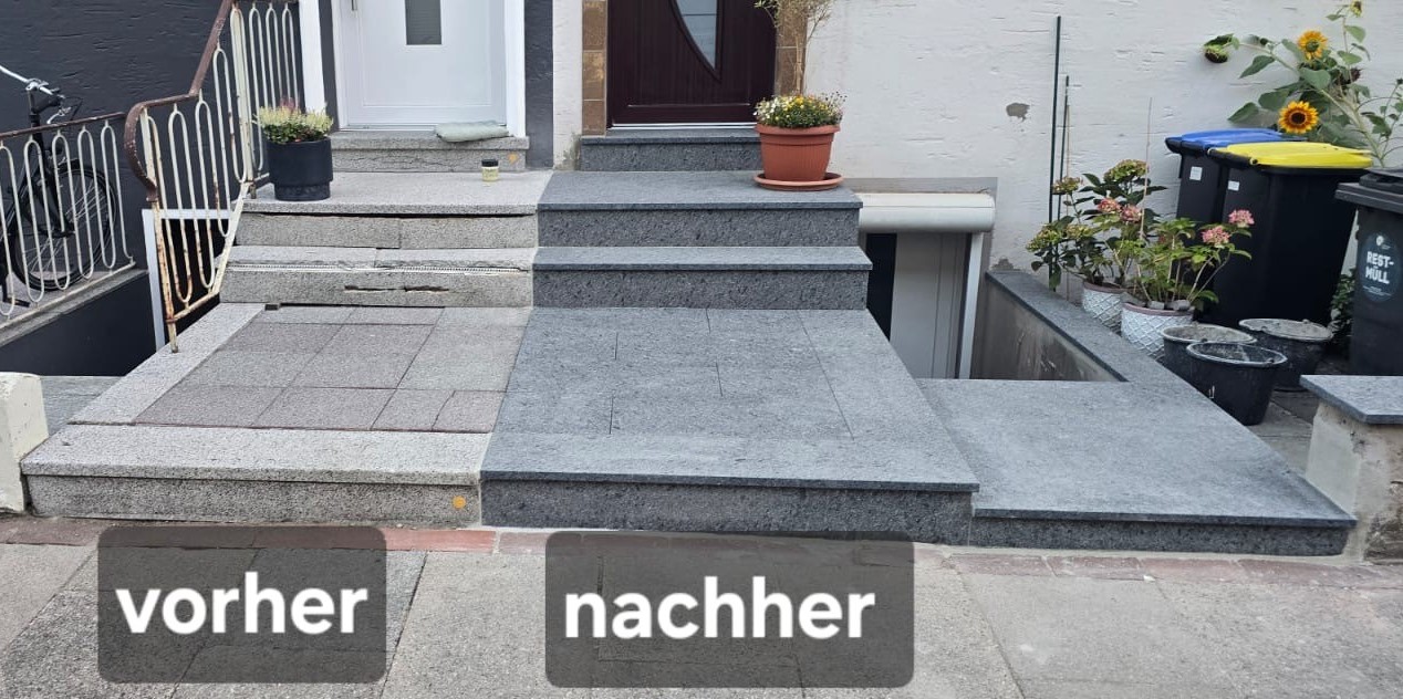 Natursteintreppe im Material STEEL GREY